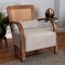 Baxton Studio Sage Modern Japandi Light Grey Fabric and Walnut Brown Finished Wood Arm Chair with Woven Rattan 242-13560-ZORO - alternate 5